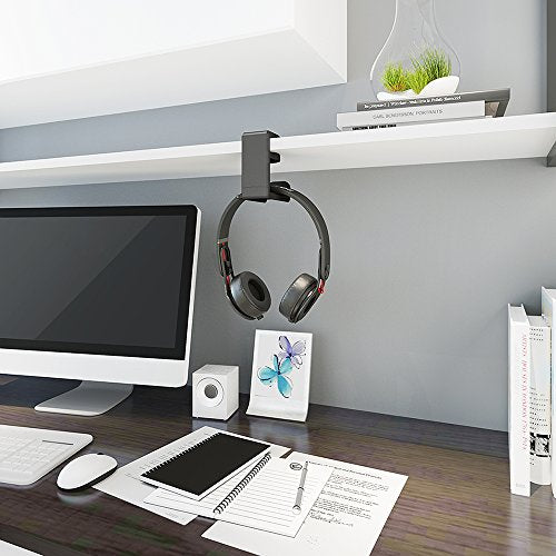Rotating Headphone Stand - EURPMASK PC Gaming Headset Stand, Adjustable Clamp-on Headphone Holder, Headphone Hanger Hook Under Desk with 360 Degree Swivel&Cable Clip Organizer - Black, 2 Pack - color: Black_2 Pack