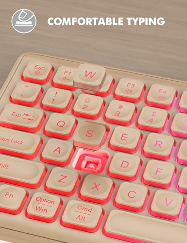 Wireless Keyboard and Mouse Combo, RGB Backlit, Trueque KM42Pro | RGB Rainbow Backlit, Rechargeable Keyboard Mouse, Sleep Mode, 2.4GHz Wireless, Silent Soft Typing, USB-C Adapter - color: Sand Gold
