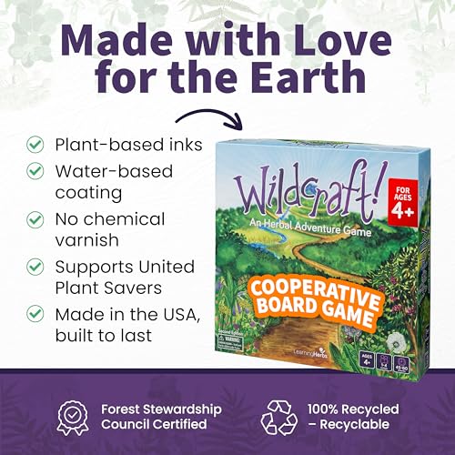 Wildcraft! Cooperative Board Game, Learn 25 Herbs, Family Game for Kids 4+ | Herbal Learning Game for Homeschool & Classroom Activities & More, Educational Board Game for Kids 4+ with Bonus Printables - style: Wildcraft!