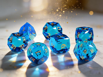 Crystal Amethyst Polyhedral Dice Set for DND (7-Piece) - Hand-Polished Gemstone Gaming Dice for Dungeons and Dragons & Tabletop RPGs, with Gift Case - color: Sj-005
