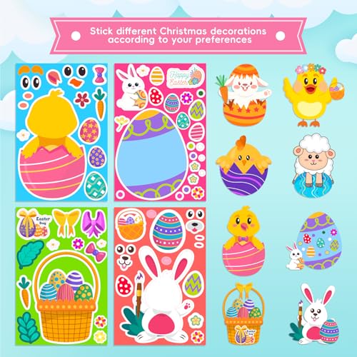 48 Sheets Easter Stickers for Kids Bulk Cute Holiday Stickers Funny DIY Crafts Activities Party Favors Game Gifts for Boys Girls - style: Easter