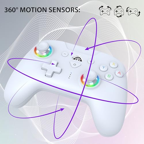 SUBSONIC Switch and Switch 2 Wireless Controller - LED Pro controller White | Pro Controller Gamepad for Nintendo Switch 2 and Nintendo Switch, Ergonomic, Programmable LED, Vibration Function, Gyroscope - color: White