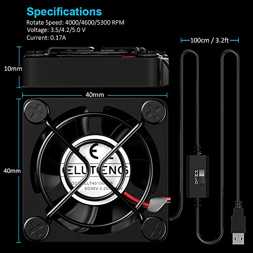 ELUTENG 40mm USB Fan with 3 Speed Control USB Ventilator 5V Max 5300RPM High Flow VR Cooling Fan Compatible for Receiver DVR Playstation Xbox Computer Cabinet Cooling - size: 40mm USB Speed Fan Standard