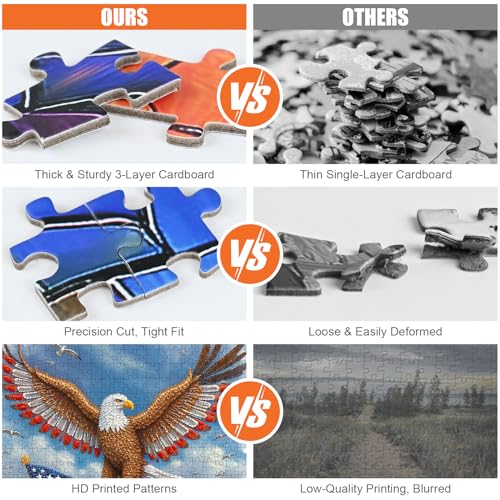 American Flag Eagle Puzzles for Adults 500 Pieces, 18.1"x18.1" | USA Patriotic Jigsaw Puzzle, Letters on Back, Reference Poster Included, Family Challenging Funny Perfect for Game Nights - color: Flag & Eagle