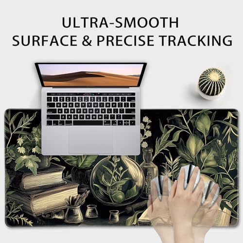 Gothic Dark Botanical Large Gaming Mouse Pad Desk Mat 31.5"x15.7" | Extended Mousepad, Non-Slip Rubber Base , Stitched Edges, for Computer/Laptop/Office/Home - color: Gothic Dark Botanical