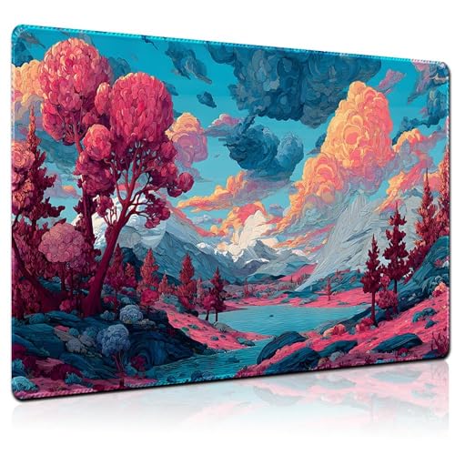 MTG Playmat 24x14 Inch | Optional Game Zone Layout | Non-Slip Rubber Base | Stitched Edges | Includes Free Storage Bag | for TCG, Board Games, and Desk Use(Chromawilds,Without Zone) - color: Chromawilds, style: Without zone