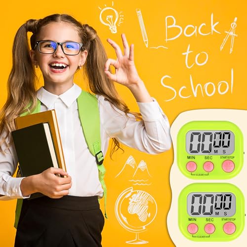 ZILLEEN Classroom Timer for Kids Teachers 2 Pack Digital Tmers, Green - color: Green & Green