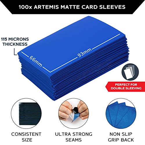 Quiver Time Blue Trading Card Deck Block & Card Sleeves Bundle Fits Magic: The Gathering Cards & Other TCG - 80+ Standard Deck Box with 2 Dividers and 100 Artemis Blue Sleeves (66 x 93 mm) | 1 deck box 80+ with 2 dividers and 100 Artemis blue sleeves (66