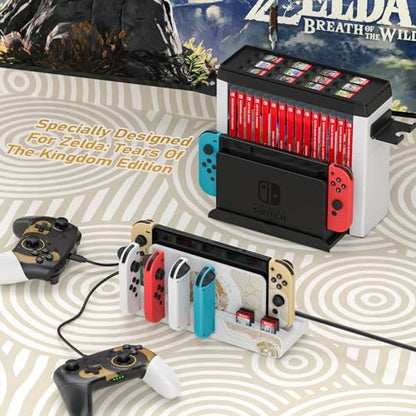 Switch Games Organizer Station with Controller Charger, Charging Dock for Nintendo Switch & OLED Joycons, Switch Mounts, Brackets & Stands for Games, the Legend of Zelda: Tears of the Kingdom Edition - color: Tears of the Kingdom Edition