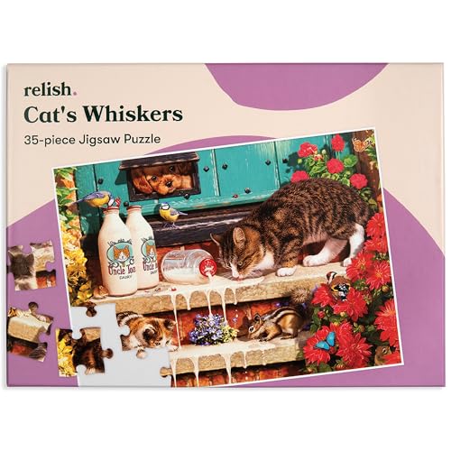 Relish Large Piece Puzzles for Seniors, 35 Piece Cat's Whiskers Jigsaw Puzzle, Dementia Products for Elderly - style: Cat's Whiskers