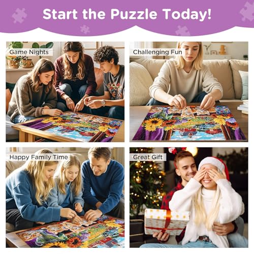500 Pieces Jigsaw Puzzles for Adults, Cat Flower Truck Jigsaw Puzzles 500 Piece for Adults Seniors, Recycled Paper 500 Pieces Puzzle as Home Decor, Sturdy Puzzle Challenging Family Game Great Gift - style: Cat