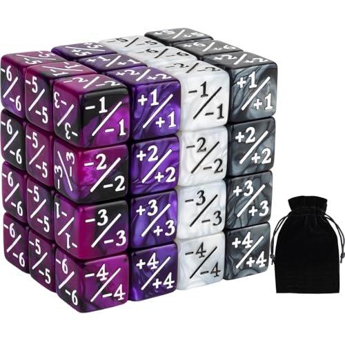 48 PCS Magic Counter Dice Plus 1 MTG Counters Dice Set Marble Life Buff Tokens D6 Dice Compatible with Magic The Gathering, TCG, Card Gaming Accessories, Purple - color: Purple