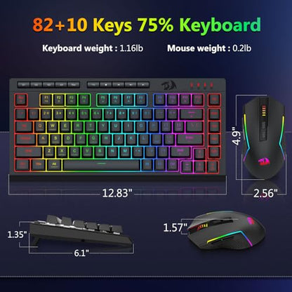 Redragon Wired Gaming Keyboard and Mouse Combo, RGB Backlit, Black