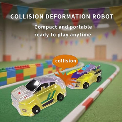 Crystal Transforming Dinosaur Car Toy 2-in-1 Transparent Magnetic Cars Convert to Dinosaur Robot, See-Through Crash-Activated Deformation Toy No Battery, for Kids 3-12 (Crystal) - color: Crystal
