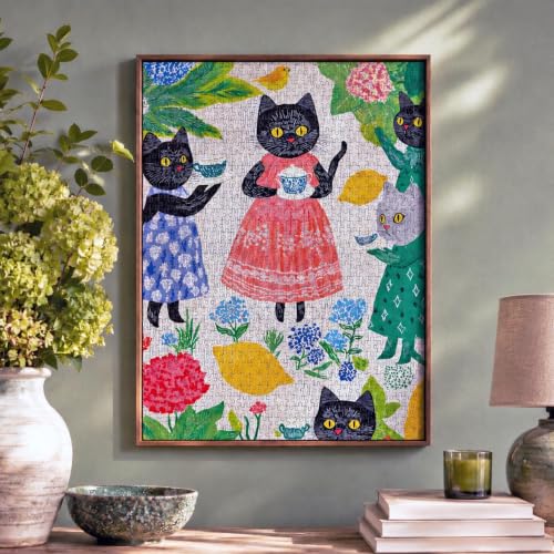 Cross & Glory | 1000 Piece Jigsaw Puzzles for Adults | The Whiskered Tea Society | Whimsical Cat Puzzles for Adults | Garden Tea Party Scene | Satin Finish Cat Puzzle | Ages 14+ - color: The Whiskered Tea Society