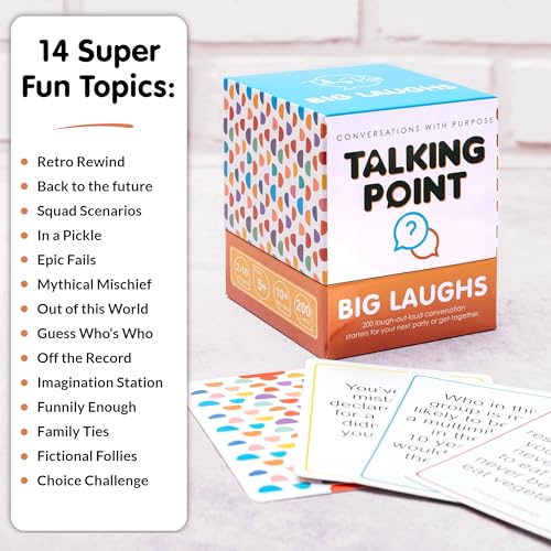 200 Funny Conversation Cards for Adults, Teens & Kids - Family Card Game | All-ages game to laugh and connect; get-to-know-you questions for family & friend game night; hilarious conversation starters
