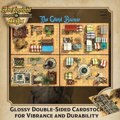 Arcknight Desert Adventures Roleplaying D&D Battlemaps; 16 Modular RPG Maps in 8 Double-Sided Pages, 1" Square Grid, Modular & Versatile Design for Tabletop Gaming - for Dungeons & Dragons & More - style: Desert Adventures