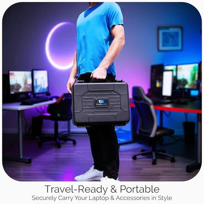 CASEMATIX Hard Travel Case Compatible with PS4 Slim Console – Fits PlayStation 4 Slim 1TB, Controllers, Games & Cables – Customizable Foam Interior – Will Not Fit PS4 or PS4 Pro – Case Only