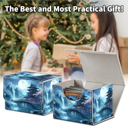 Stylish MTG Deck Box for 110+ Cards, Magnetic Commander Deck Case with Bonus Game Card Pouch, Durable Storage for TCG and Sleeved Magic Cards, Ancient Japanese - color: Ancient Japanese