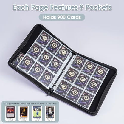 ProCase 900-Pocket Card Binder with Clear Window -Purple | 9 Double-sided Pockets, Trading Cards Colletction Album Holder, Removable Sleeves, Holds MTG, TCG, Sports & Football Cards - color: Purple