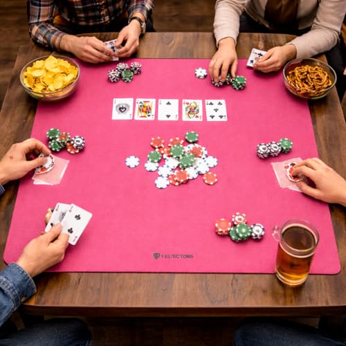 Board Game Mat 35"x35" Designed for 36 in Tables, Mahjong Mat with Carrying Bag, Neoprene Playmat, Table Cover for Board Games, Tile, Poker, RPG and Dominoes (Pink) - color: Pink