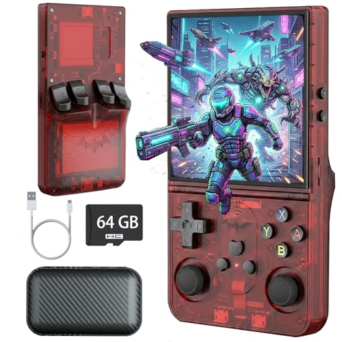 Upgrade S600 Retro Gaming Console, Anti-Slip Patterns Retro Handheld Game Console, 4.0 Inch 720x720 IPS Screen and 18,000+ Classic Games Retro Game Console for Gaming/Playdate/Party/Gift, Red 64G - style: Red 64G