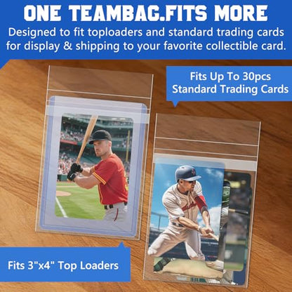 DEDC 500 Pcs Resealable Team Bags for Card Sleeves Set with Bottom Adhesive Strip Clear Cards Sleeve for Top Loaders & Raw Cards Thick Trading Card Protectors for Long-Term Storage & Display - size: 500 pcs Resealable