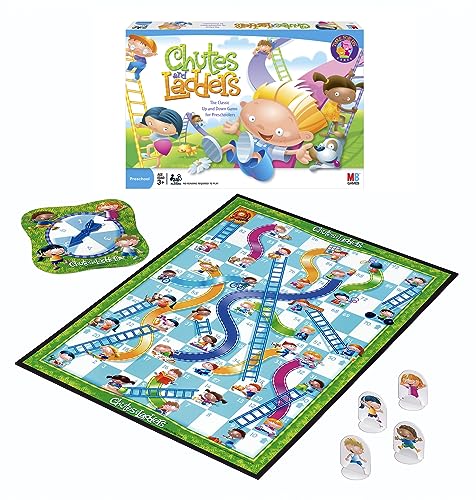 Hasbro Gaming Chutes and Ladders Board Game, 2 to 4 Players, Gift for Kids, Preschool Classroom Games, Ages 3+ (Amazon Exclusive)
