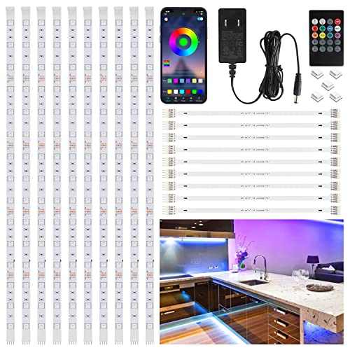 10 PCS RGB Under Cabinet Lighting Kit, App and Remote Control Led Strip Lights, Music Sync Color Changing Led Lights with ETL Listed Power Adapter, for Cabinet, Counter, Shelf, 16.4ft - size: 16.4FT