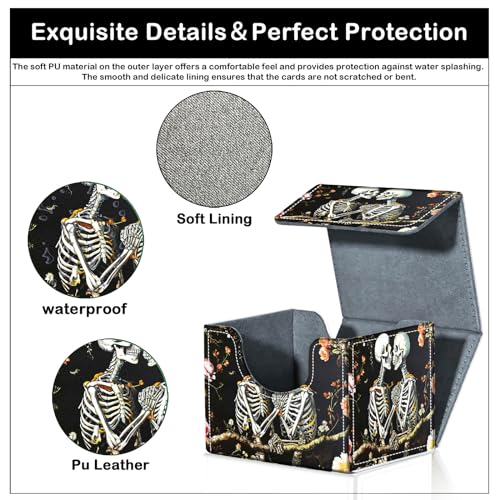 Card Deck Box for MTG Trading Cards with Magnetic Closure,Premium Card Storage Box Case Cover for TCG CCG Magic Cards,Skeleton Lover - color: Skeleton Lover