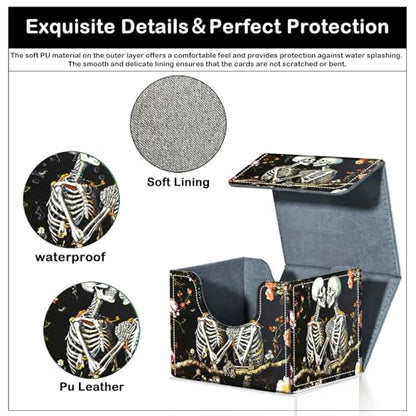 Card Deck Box for MTG Trading Cards with Magnetic Closure,Premium Card Storage Box Case Cover for TCG CCG Magic Cards,Skeleton Lover - color: Skeleton Lover