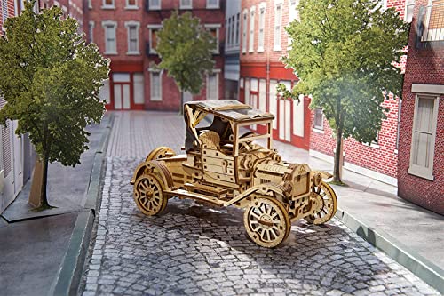 UGEARS Retro Car Model T 3D Wooden Puzzles for Adults - Wooden Model Kits for Adults Model Classic Car Kits Hobbies for Men Models for Adult to Build Brain Teaser, Hobby Set - style: Retro Car Model T