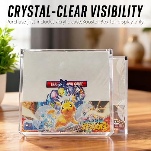 PKMN Booster Box Acrylic Case Magnetic - Ultra Thick 8mm + 5mm Acrylic Booster Box Protector Case Clear Display Stackable Hard Compatible with PKMN Booster Boxes with Strong Magnets Easy Top Loading - size: 5.5"L x 3"W x 4.9"H