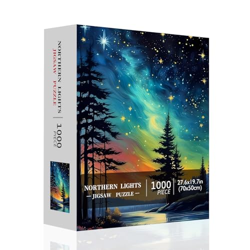 Northern Lights Puzzles for Adults 1000 Pieces, Aurora Borealis Nature Landscape 1000 Piece Puzzle for Adults, Impossible Difficult Hard Fun Jigsaw Puzzles 1000 Pieces