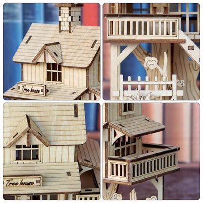 3D Wooden Puzzle for Adults, Creative Treehouse Design Model Kit | Creative Assembly Model Building Kits to Build for Adults, DIY Assembly Puzzle for Christmas,Teens Men 14+, STEM Project - style: Treehouse