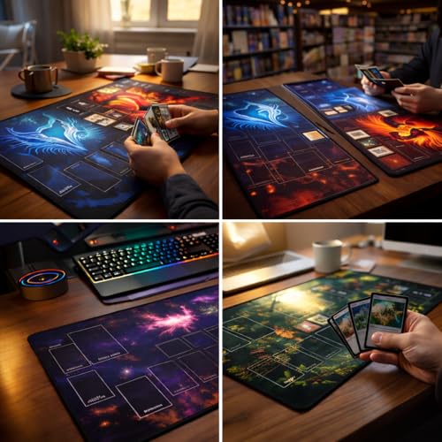 Ships Next Day, Made in USA - Custom Collectible Card Game Playmat - Tournament-Legal TCG Mat with Your Own Design - Non-Slip Rubber Base & Smooth Surface - Choose Your Layout