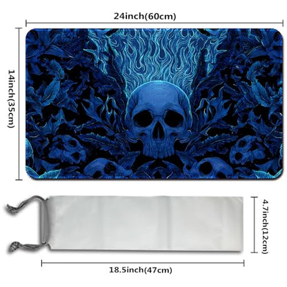 MTG Playmats(Stitched) 14x24in Compatible for OCG CCG RPG TCG Playmats with Card Zones Storage Bag (Mystery of Blue-No Zone) - color: Mystery of Blue-no Zone
