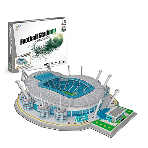 Classic Football Stadium Puzzle,3D Puzzle Soccer Club Venues,3D Paper Model Building Puzzle Kit, Soccer Stadium Souvenir Gift,Handmade Puzzle Ornaments，Cardboard Model (Etihad Stadium) - color: Etihad Stadium