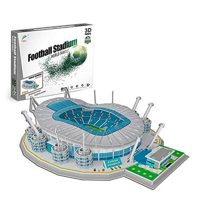 Classic Football Stadium Puzzle,3D Puzzle Soccer Club Venues,3D Paper Model Building Puzzle Kit, Soccer Stadium Souvenir Gift,Handmade Puzzle Ornaments，Cardboard Model (Etihad Stadium) - color: Etihad Stadium