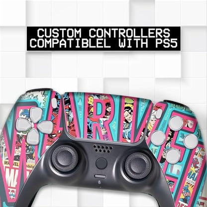 Marrvel Custom PS-5 Controller Wireless compatible with Play-Station 5 Console by BCB Controllers | Proudly Customized in USA with Permanent HYDRODIP Printing(NOT JUST A SKIN)(MODDED) - color: Marrvel, size: Modded - Front & Back Print