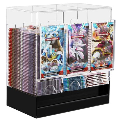 CHEPULA 3-Slot Booster Pack Dispenser, Card Dispenser Storage, Acrylic Booster Box for Trading Card/Sports Booster Packs (4mm Thick)
