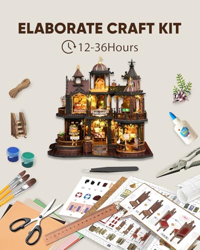 DIY Miniature House Kit, DIY Dollhouse Kit for Adults to Build, Mini House Kit with LED, Mayberry Street Miniatures, Ideal Gifts for Birthday, Halloween Christmas Valentine(Magic Eltz Castle) - color: Magic Eltz Castle