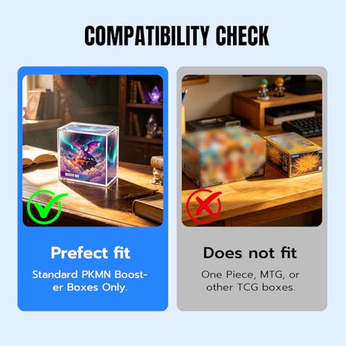 Mcbazel Acrylic Display Case Protector for PKMN Booster Box, 5mm Thick Clear Magnetic Case Holder with UV Protection Compatible with PKMN Booster Boxes (Not for Japanese Booster Boxes)
