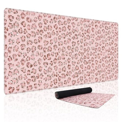 Baziabbo Pink Desk Mat,XXL Extended Large Mouse Pad,Gaming Mousepad with Stitched Edge,Non-Slip Rubber Base Keyboard Desk Pad for Home Office Study Game (C-Pink) - color: C-Pink