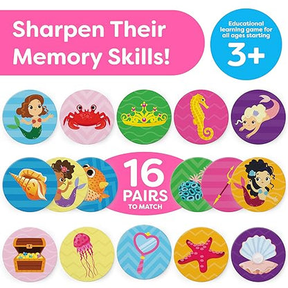 Mermaid Toys for Girls 4-6 Matching Game - Memory Game for Kids - Girls Toys 4-5 - Mermaid Gifts - 4 Year Old Girl Birthday Gifts - Kids Games Preschool Educational Toys - color: Mermaids