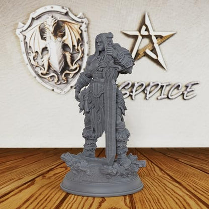 AUSPDICE 32mm DND Miniature Goliath Barbarian with Massive Sword, AS144 | Unpainted Fantasy Miniature for DND RPGs, Tabletop Skirmish and Army Building, Giant Warrior Figure for Game Masters