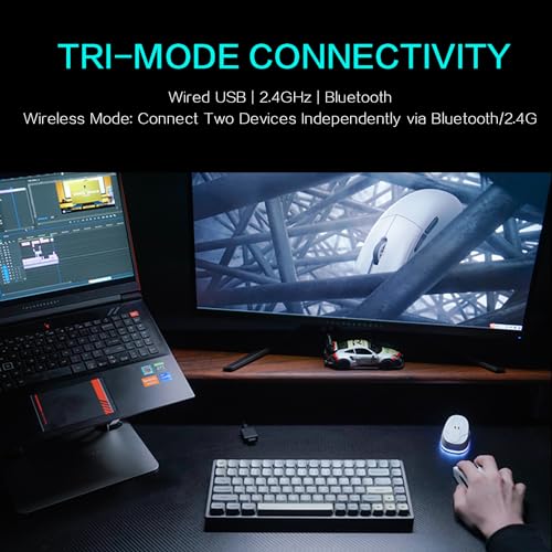 Thunderobot ML903 4K Souris Gamer Sans Fil avec Station de Charge RGB, Capteur Optique de 26 000 DPI,PAW3395,Longue Durée de Vie de la Batterie, Souris Ergonomique Sans Fil Pour PC, Mac - color: Black