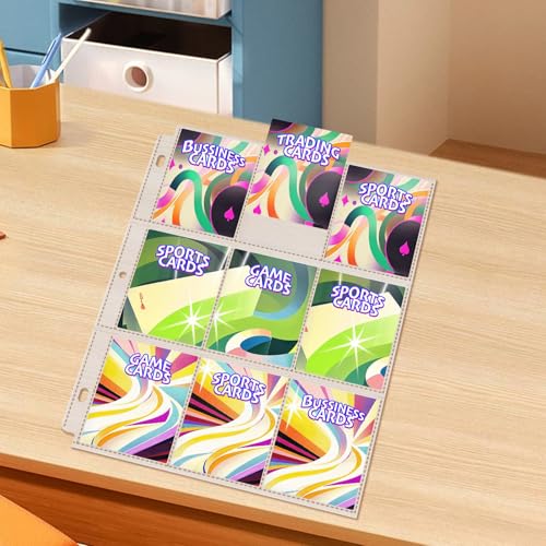 80 Pack 9 Pocket Trading Card Sleeve Pages,Page Protectors Card Sleeves Binder Sheets for 3 Ring Binder,Card Binder Sleeves for Baseball, Football, Game Sport Business Cards - size: 80 Pack
