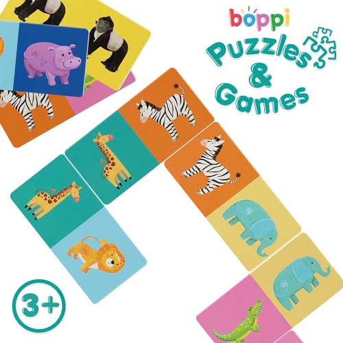 boppi Dominoes Set Picture Game for Toddlers - Colourful Wildlife Animal Themed Montessori/STEM Dominoes for Children - Games for 3 Year Olds and Up - style: Wildlife Animals