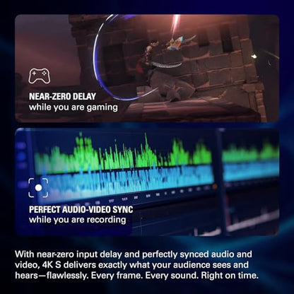 Elgato 4K S Capture Card for PS5, Xbox Series X/S, Switch 2 | 4K60 capture, 1440p120 or 1080p240 passthrough, HDR10 support, Near-zero latency, USB-C, Analog audio input - style: 4K S